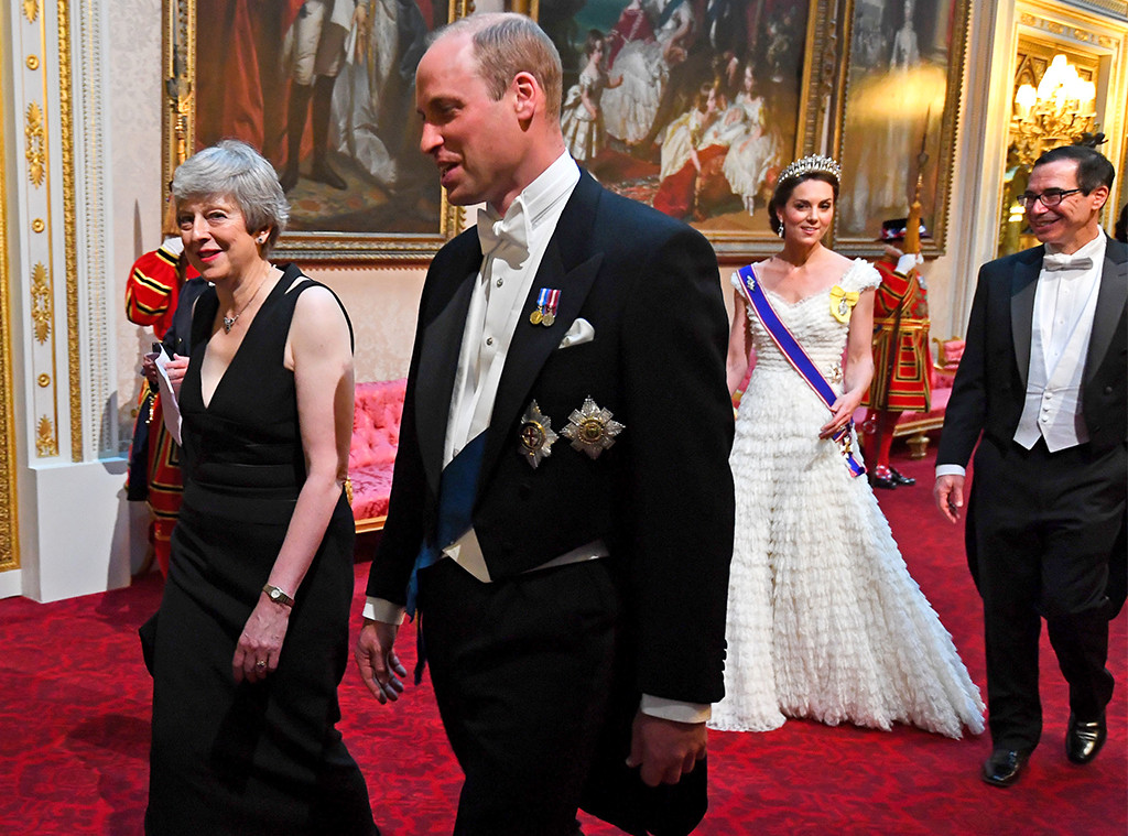 Teresa May, Prince William, Steve Mnuchin, Kate Middleton, State Banquet at Buckingham Palace